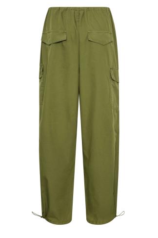 YOURS Curve Plus Size Khaki Green Cuffed Parachute Trousers | Yours ...