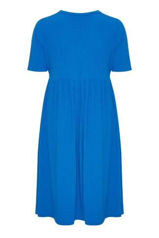 LIMITED COLLECTION Plus Size Cobalt Blue Ribbed Peplum Midi Dress ...