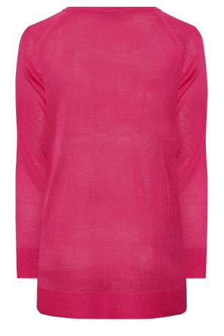 YOURS Curve Pink Fine Knit Jumper | Yours Clothing