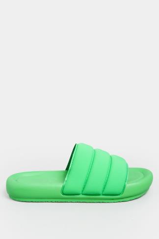 LIMITED COLLECTION Green Padded Sliders In Wide E Fit | Yours Clothing