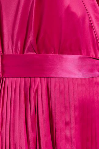 YOURS LONDON Plus Size Pink Satin Pleated Wrap Dress | Yours Clothing
