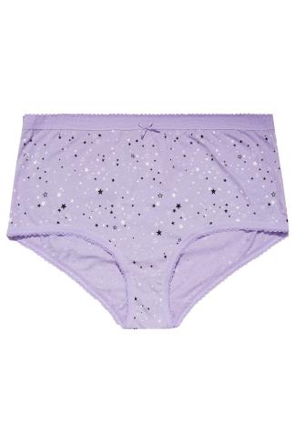 5 PACK Curve Black & Purple Star Print Briefs | Yours Clothing