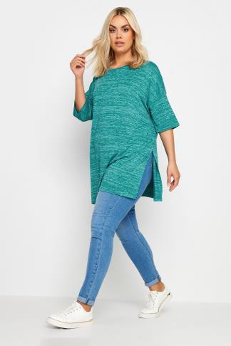 YOURS Curve Blue Striped Oversized Top | Yours Clothing