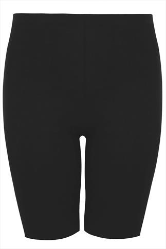 Black Essential Cotton Cycling Shorts | Yours Clothing