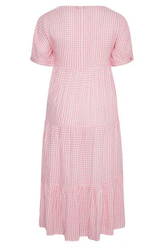 LIMITED COLLECTION Plus Size Pink Gingham Tiered Smock Dress | Yours ...