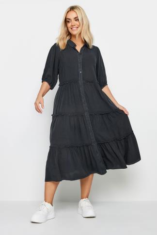 YOURS Plus Size Charcoal Grey Midaxi Shirt Dress | Yours Clothing