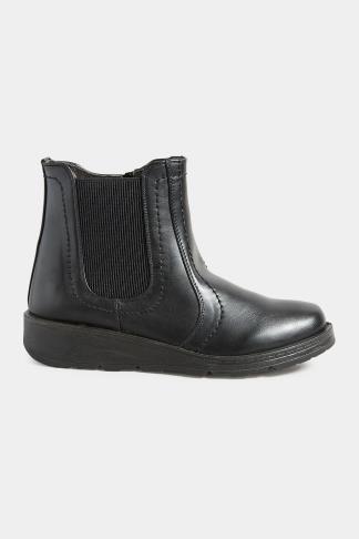Black Wedge Chelsea Boots In Wide E Fit & Extra Wide EEE Fit | Yours ...