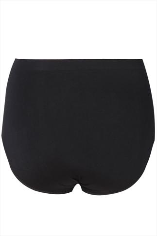 Black Seamless Light Control High Waisted Full Briefs | Yours Clothing