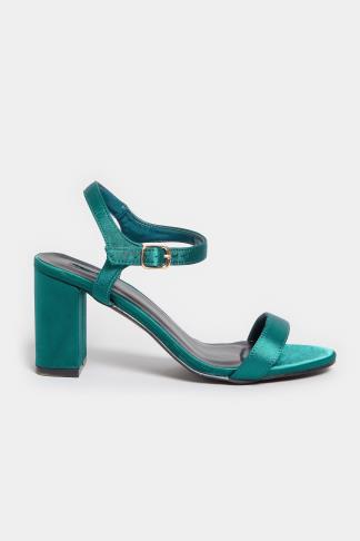 LIMITED COLLECTION Dark Green Block Heel Sandal In Wide E Fit & Extra ...