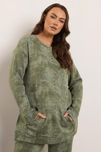 NICE COLLECTIVE Size M Green Cotton Asymmetrical One Pocket Sweatshirt