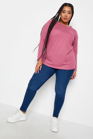 YOURS Plus Size Pink Long Sleeve Top | Yours Clothing