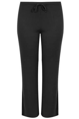 Plus Size Black Wide Leg Pull On Stretch Jersey Yoga Pants | Yours Clothing