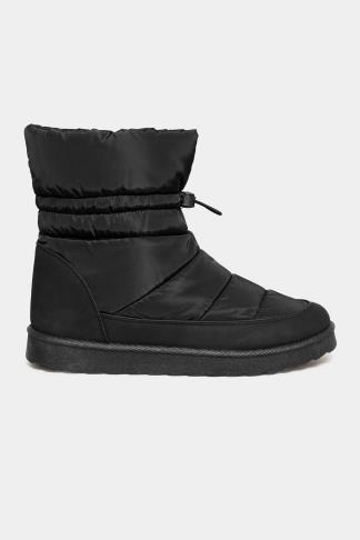 Black Padded Snow Boots In Wide E Fit & Extra Wide EEE Fit | Long Tall ...