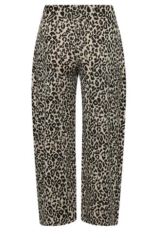 Plus Size Beige Brown Leopard Print Wide Leg Trousers | Yours Clothing