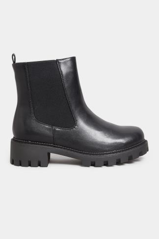 Black Chunky Chelsea Boots In Wide E Fit & Extra Wide EEE Fit | Long ...