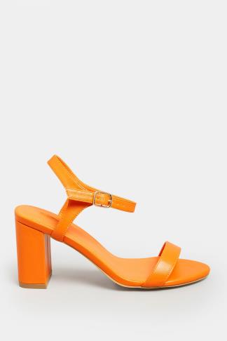 LIMITED COLLECTION Orange Block Heel Sandal In Wide E Fit & Extra Wide ...