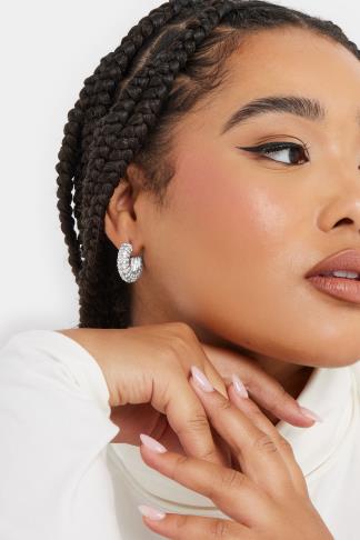 Silver Tone Mini Diamante Hoop Earrings | Yours Clothing