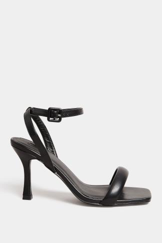 LIMITED COLLECTION Black Padded Strap Heeled Sandals In Extra Wide EEE ...