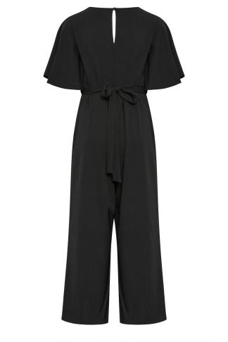 YOURS LONDON Plus Size Black Buckle Detail Wrap Jumpsuit | Yours Clothing