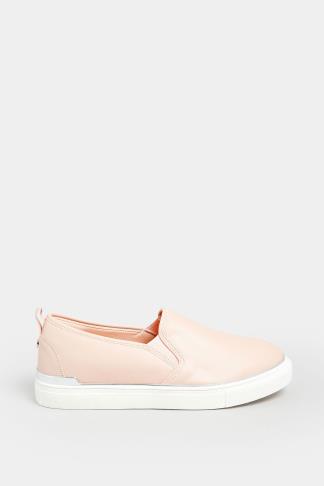 Pink & Silver Hardware Slip-On Trainers In Extra Wide EEE Fit | Yours ...