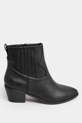 Black Western PU Ankle Boot In Wide E Fit & Extra Wide EEE Fit | Yours ...