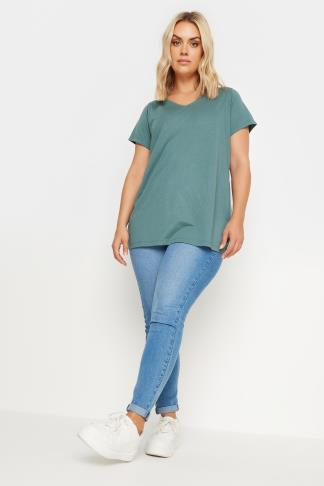 YOURS Curve Green Essential T-Shirt | Yours Clothing