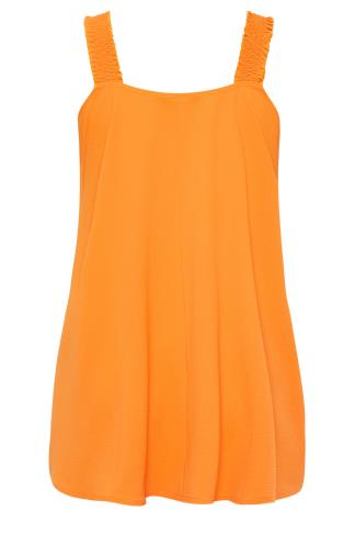 LIMITED COLLECTION Plus Size Orange Shirred Strap Cami Vest Top | Yours ...