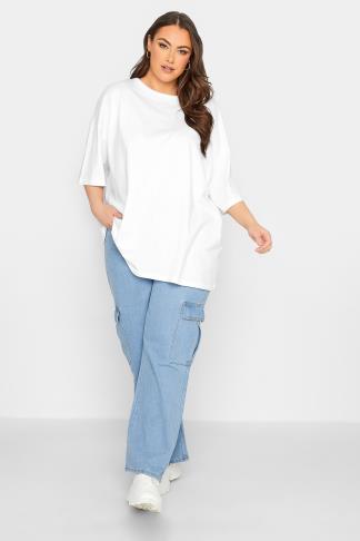 YOURS Plus Size White Oversized Boxy T-Shirt | Yours Clothing