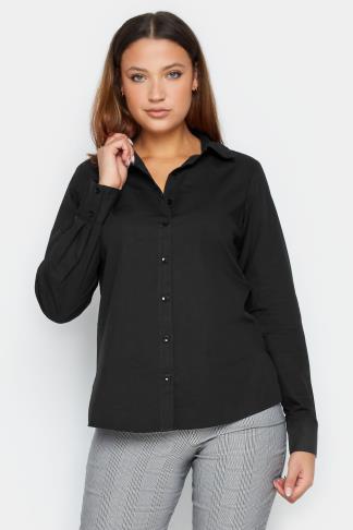 LTS Tall Women's Black Fitted Cotton Shirt | Long Tall Sally