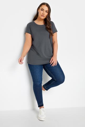 YOURS Plus Size Charcoal Grey Essential T-Shirt | Yours Clothing
