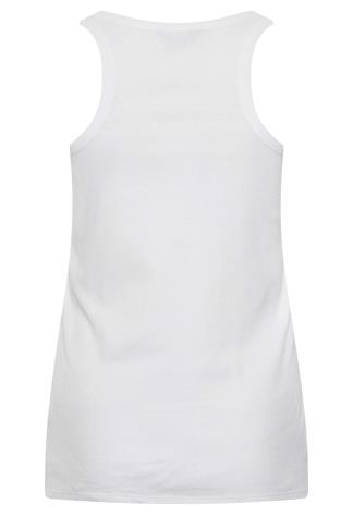 YOURS Plus Size White Ribbed Racer Back Vest Top | Yours Clothing