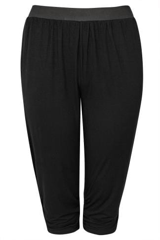 Plus Size Black Basic Cropped Jersey Joggers | Yours Clothing