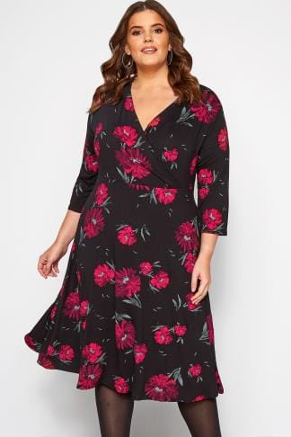 Black Lace Skater Dress, plus size 16 to 36