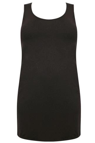Plus Size Black Longline Vest Top | Yours Clothing