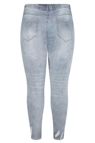 Bleach Blue Extreme Distressed JENNY Jeggings | Sizes 16 to 36 | Yours ...