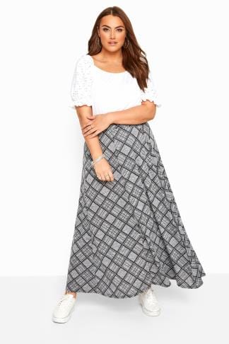 Grey Check Maxi Skirt | Yours Clothing