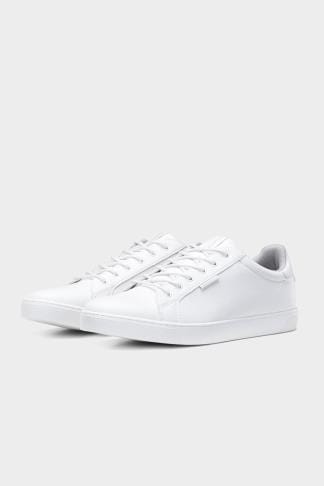 JACK & JONES White Faux Leather Trainers | BadRhino