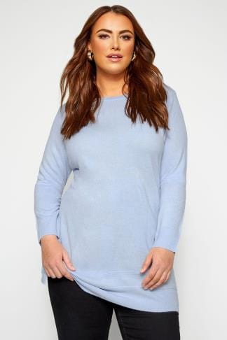 Pale Blue Cashmilon Knitted Jumper | Yours Clothing