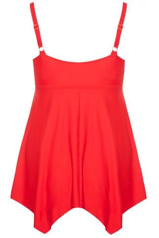 Red Gold Trim Neckline Swim Dress | Yours Clothing