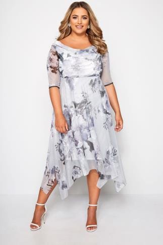 YOURS LONDON Grey Midi Dress With Cowl Neck, Plus size 16 to 36 | Yours ...