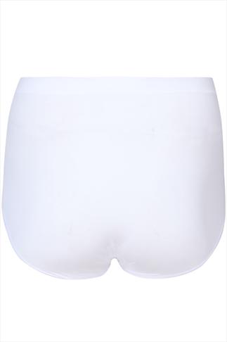 Plus Size White Seamless Light Control High Waisted Full Briefs | Yours ...