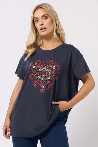 T-shirt Femme Carbon Copy Cœur Brodé - Coton - Taille S - Neuf Sans étiquette
