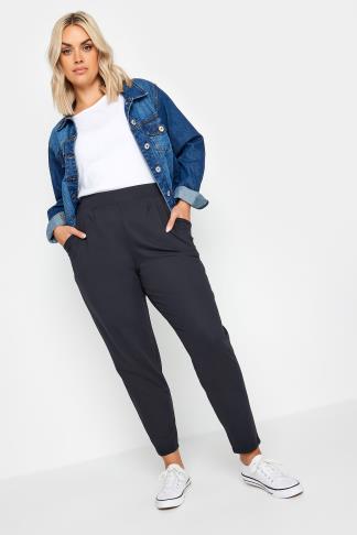 YOURS Plus Size Navy Blue Stretch Joggers | Yours Clothing