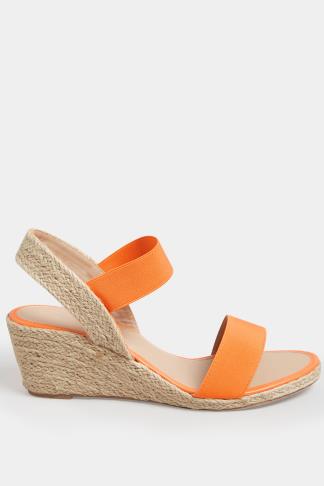Orange Espadrille Wedges In Wide E Fit & Extra Wide EEE Fit | Yours ...