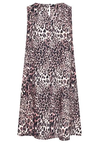 Plus Size Brown Leopard Print Swing Pocket Dress | Yours Clothing