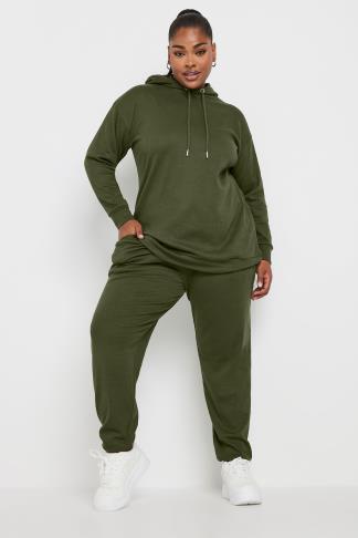 Khaki 'Nadia' Ribbed Jogger Pants
