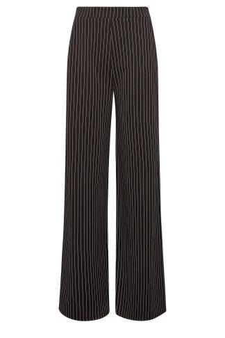 LTS Tall Women's Black Pinstripe Stretch Wide Leg Trousers | Long Tall ...