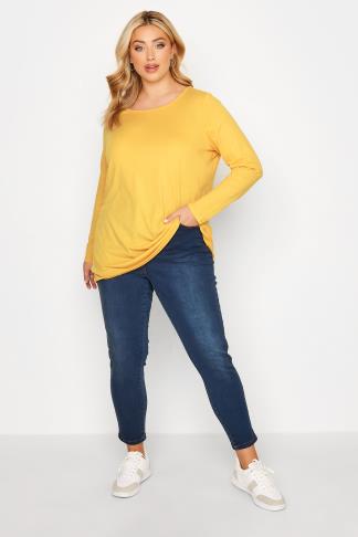 Plus Size Yellow Long Sleeve T-Shirt | Yours Clothing