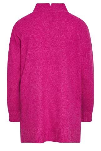 YOURS Plus Size Pink High Neck Knitted Jumper | Yours Clothing