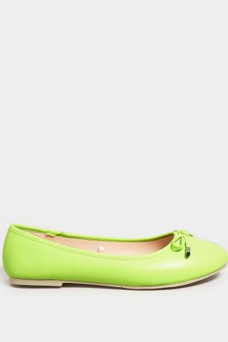 Green Ballerina Pumps In Wide E Fit & Extra Wide EEE Fit | Yours Clothing